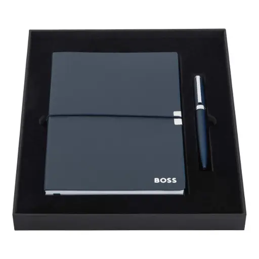 [HPBH441N] Parure Hugo Boss Navy (stylo bille & carnet A5)